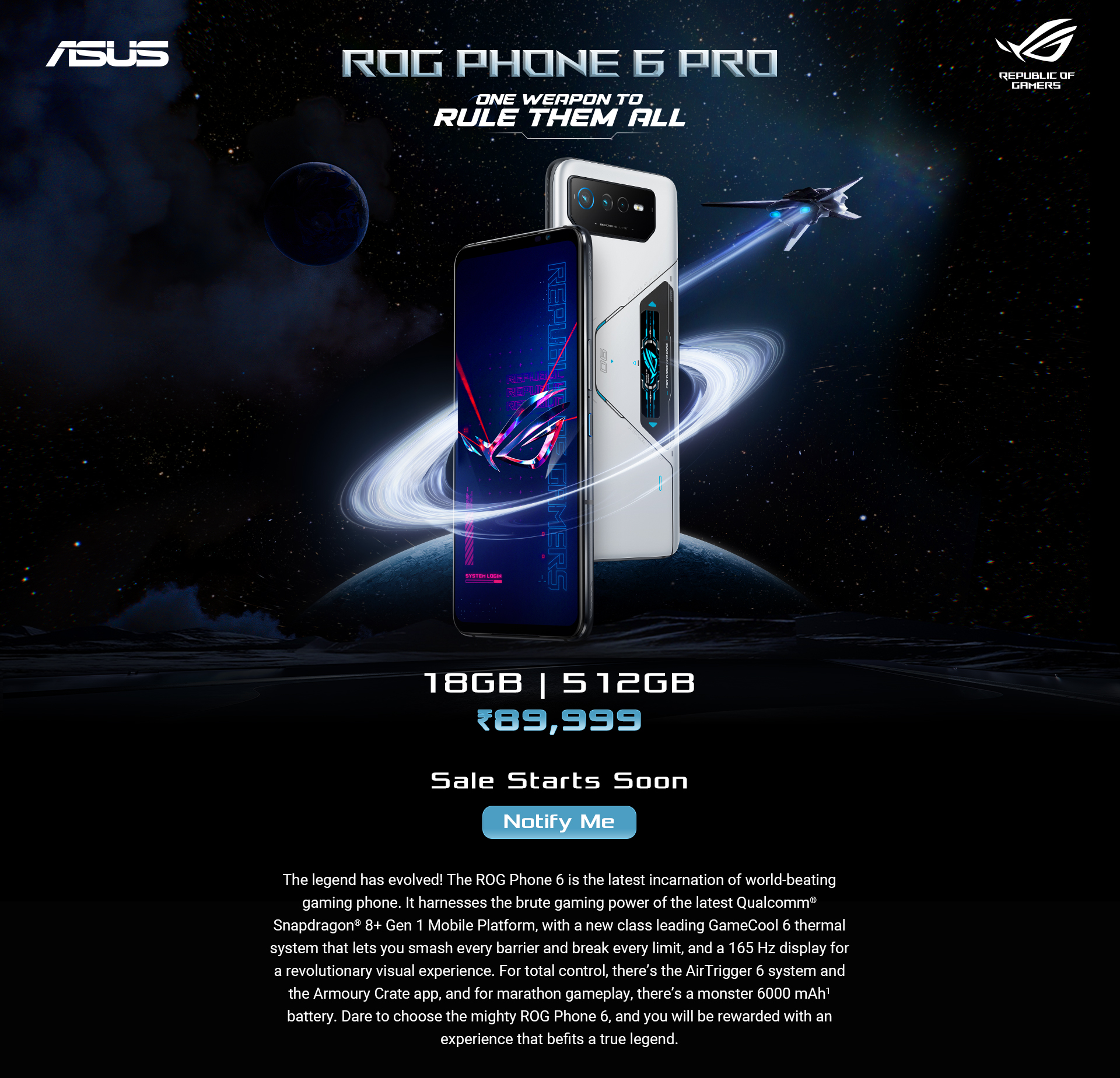 ROG Phone 6 Pro Gaming PhonesROG Republic Of GamersROG India