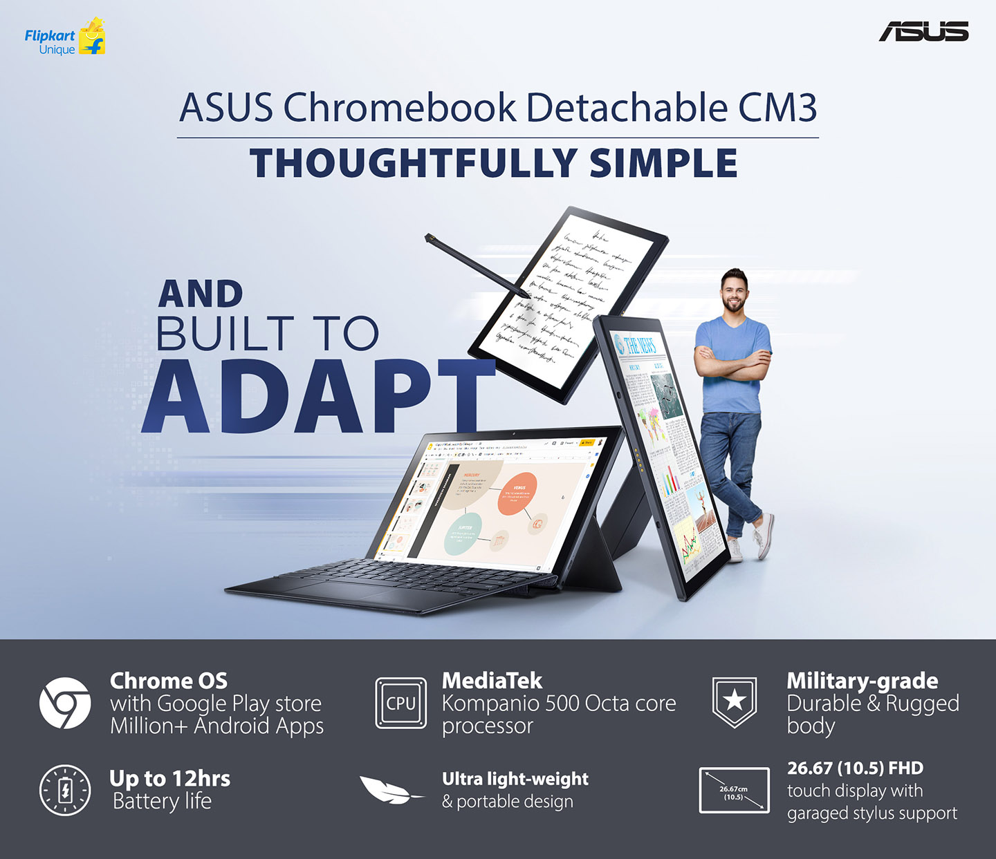 ASUS Chromebook Detachable CM3 CM3000｜Laptops For Home｜ASUS India
